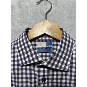 14th & Union Mens Small Purple Check Long Sleeved Trim‎ Fit Button Down Shirt